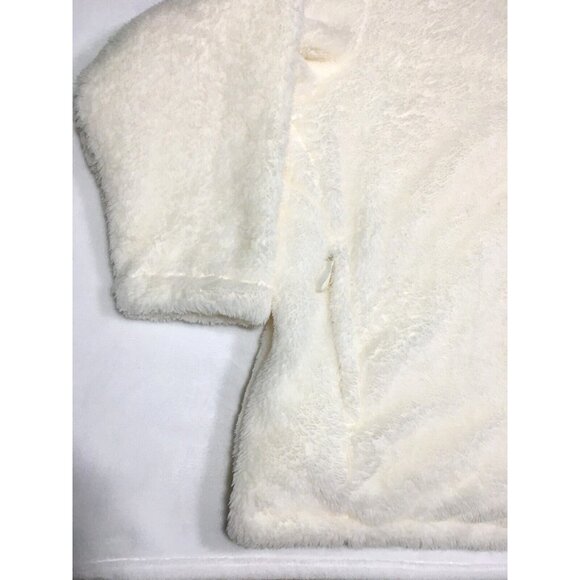 Lands End Full Zip Teddy Jacket 3X Ivory Soft Cozy Zip Pockets Plus Size Bust64" - Picture 5 of 10